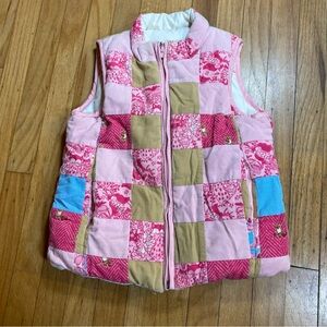Lilly Pulitzer size 8 girls pink corduroy patchwork reversible down vest